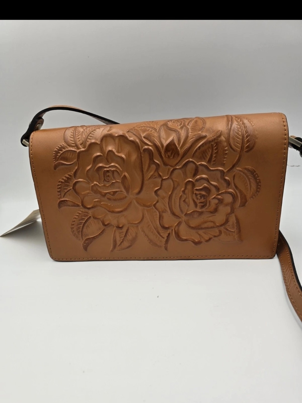 Patricia Nash Embossed Floral Tan Crossbody